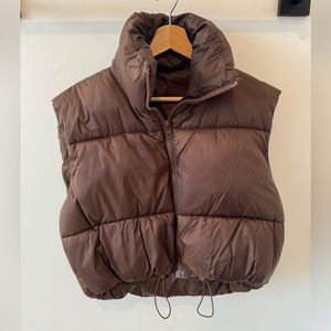 Brown crop puffer Vest